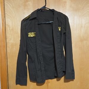 Express Black and Gold Utility Jacket
